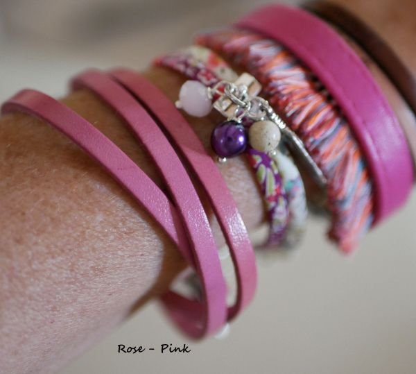 lederarmband boheme chic rosa