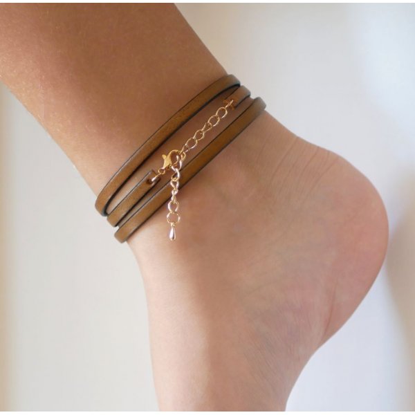 Fu&szlig;kettchen aus feinem Leder 3 Runden anpassbar