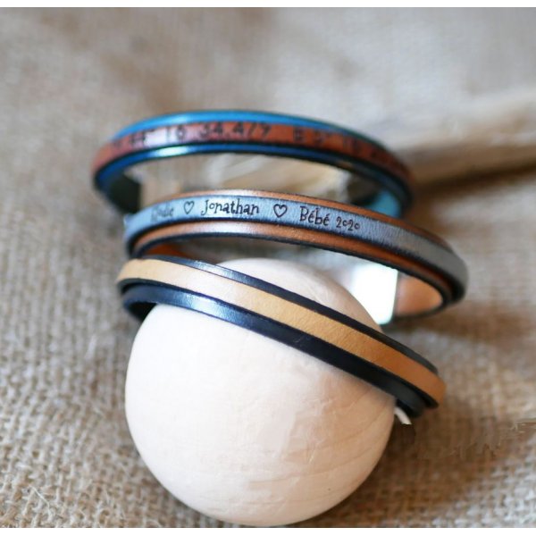 Zweifarbiges Lederarmband anpassbar Farbe und Gravur 