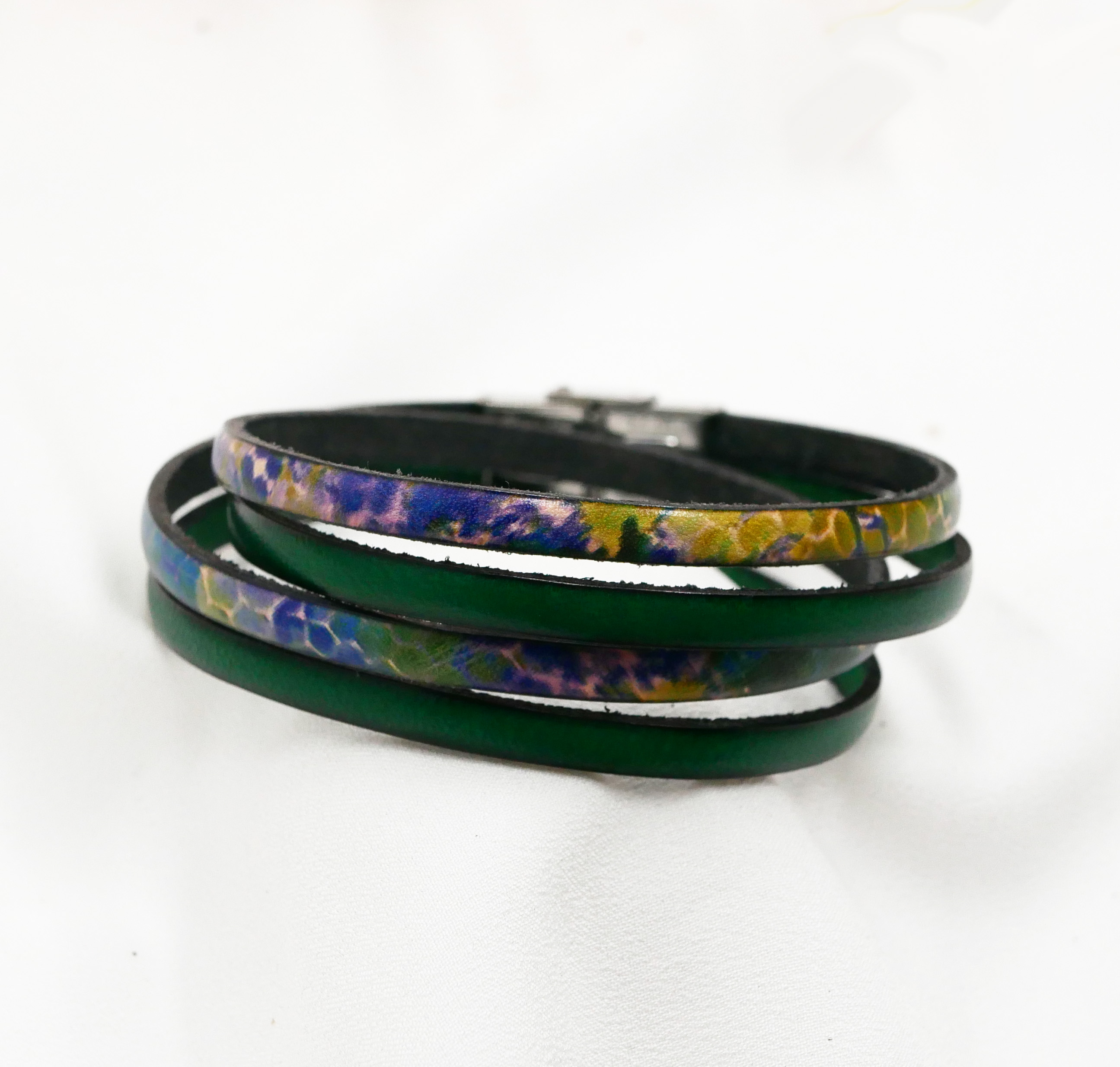 Lederarmband mit impressionistischem Druck Double-Turn in Customize