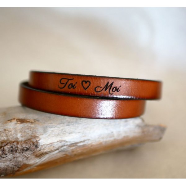 Lederarmband doppelt gedreht Mann Papa personalisierbar durch Gravur