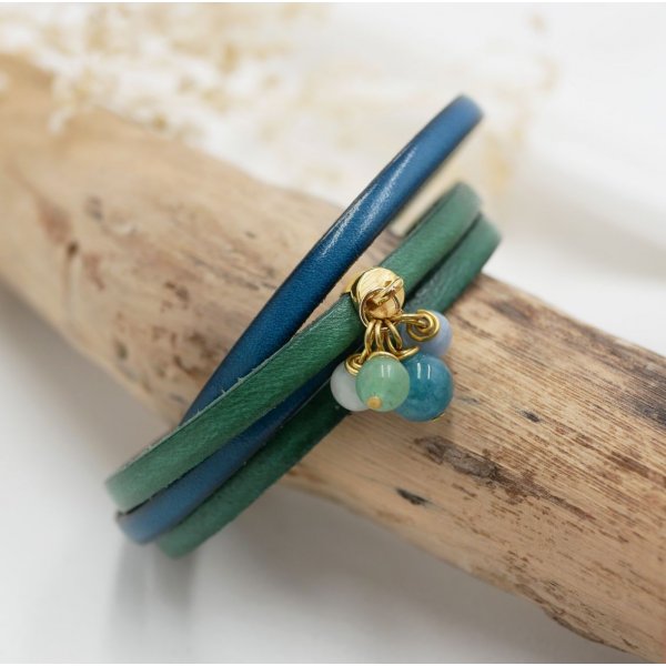 Duo Lederarmband mit Perlenanh&auml;nger zum Selbstgestalten