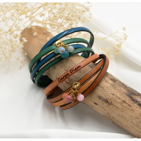 Duo Lederarmband mit Perlenanh&auml;nger zum Selbstgestalten