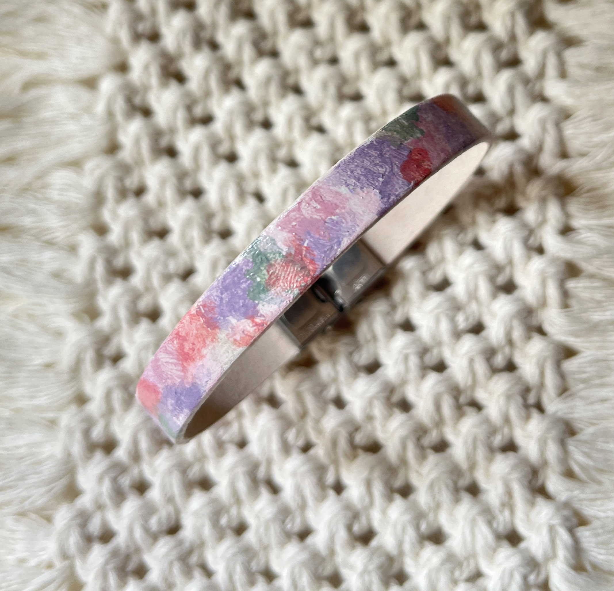 bracelet femme cuir blanc peint main