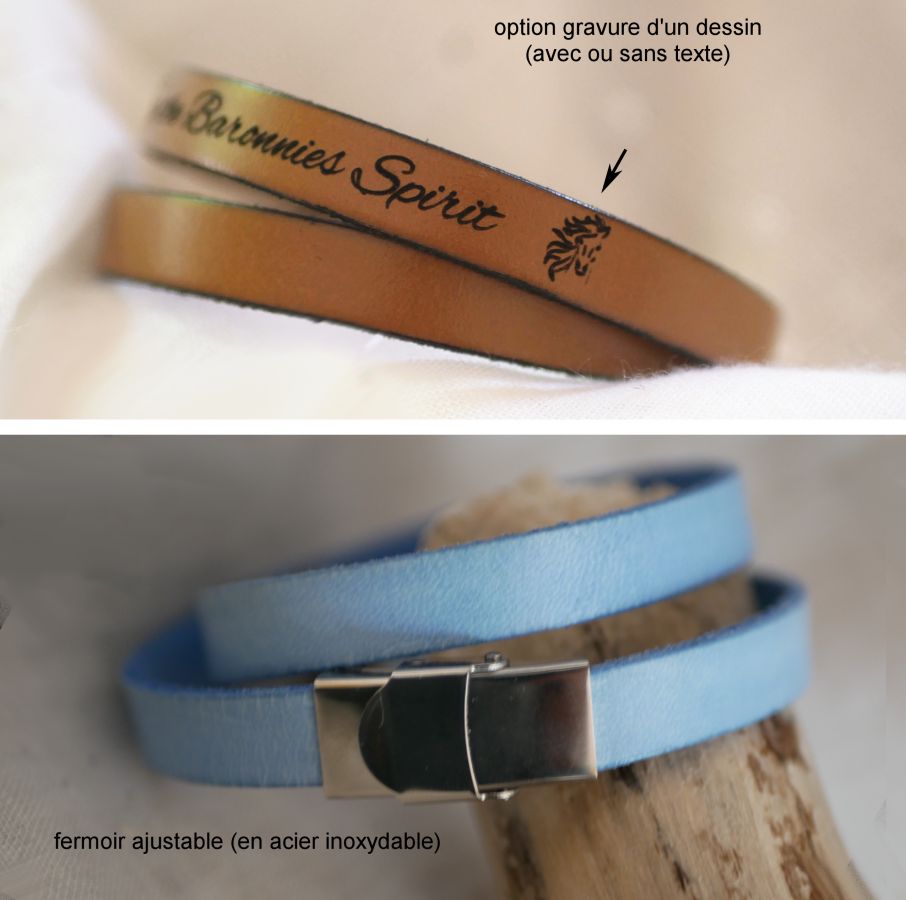 Damen Lederarmband Triple Tour zu personalisieren Farbe und Gravur 