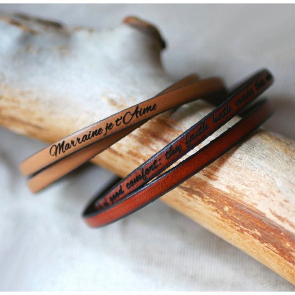 Feines Lederarmband in 2 Runden f&uuml;r M&auml;nner oder Frauen zum Selbstgestalten