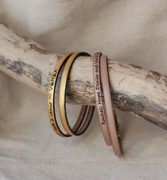 Feines Lederarmband in 2 Runden f&uuml;r M&auml;nner oder Frauen zum Selbstgestalten