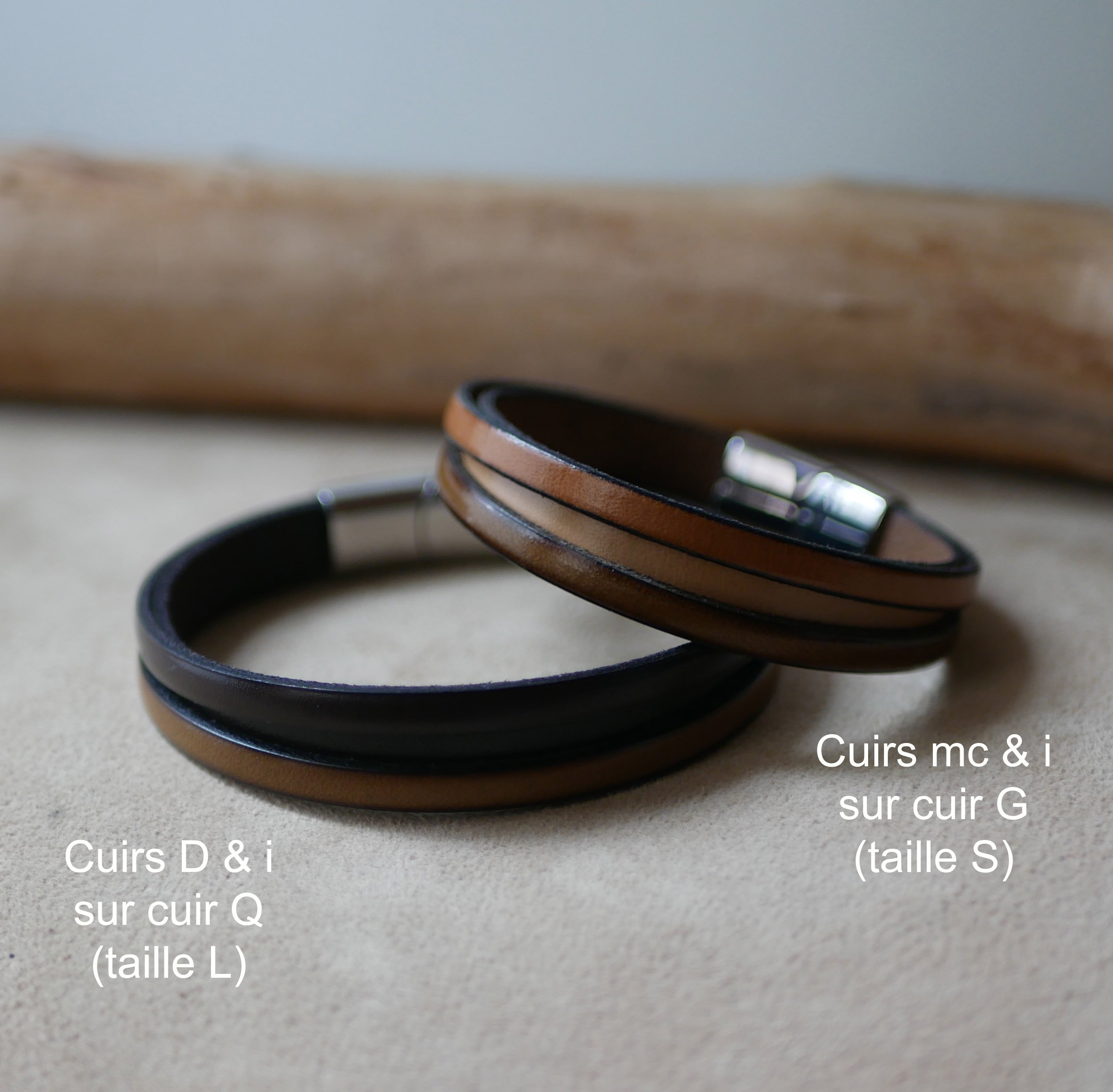 Zweifarbiges Herrenlederarmband mit versteckter eingravierter Nachricht