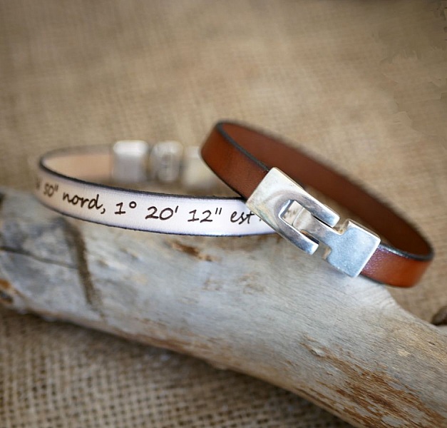 Armband aus Mischleder mit eingravierter T-Schlie&szlig;e Farbe nach Wahl