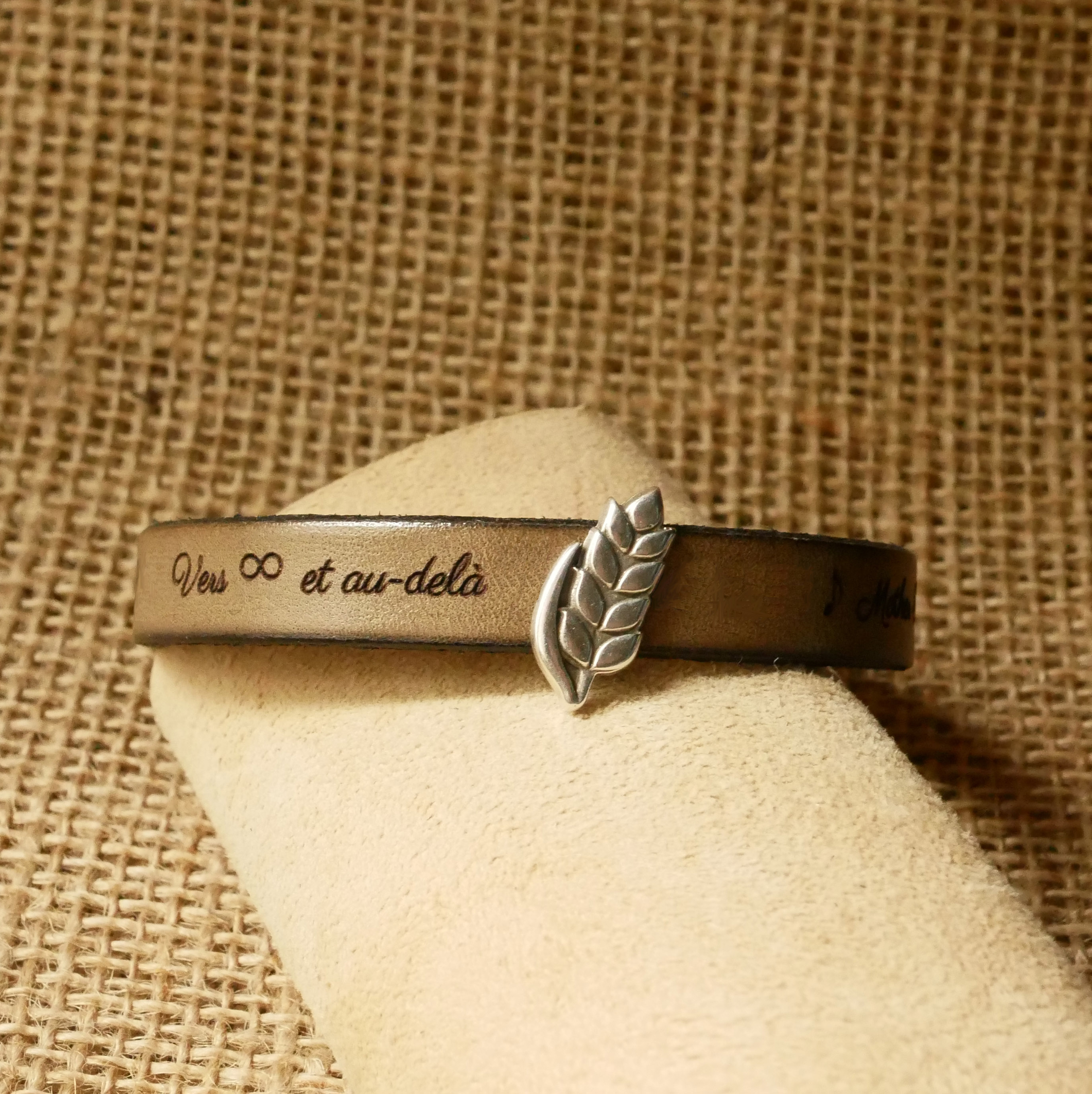 Lederarmband und Schlaufe Weizenähre anpassbar, Weizenhochzeit Mann und Frau