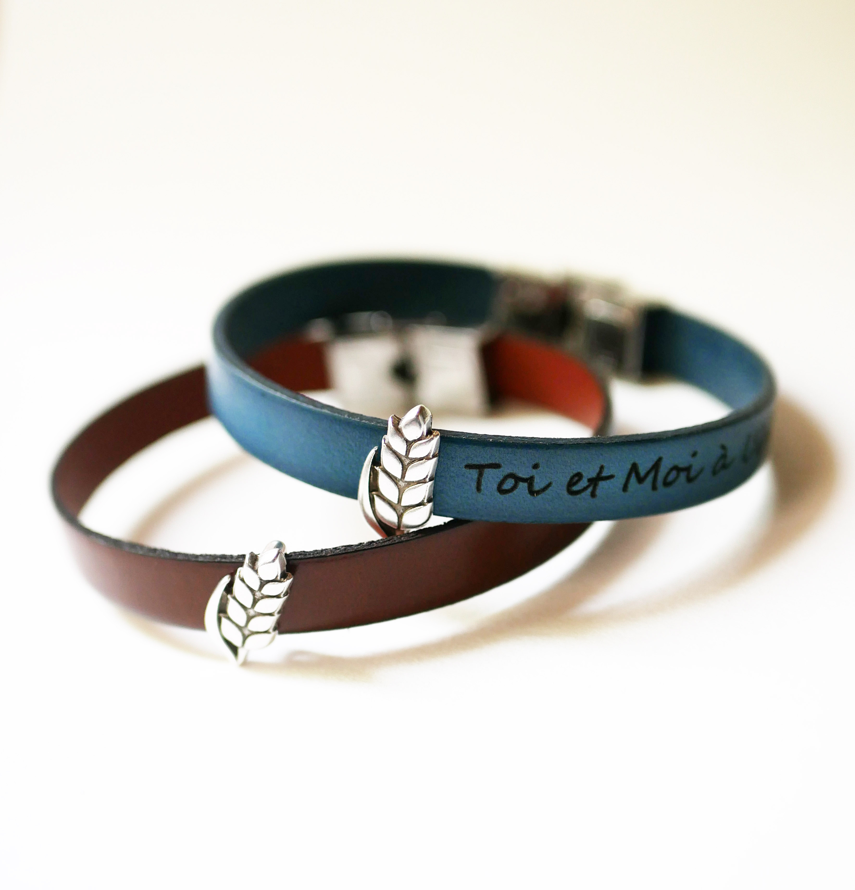 Lederarmband und Schlaufe Weizen&auml;hre anpassbar, Weizenhochzeit Mann und Frau