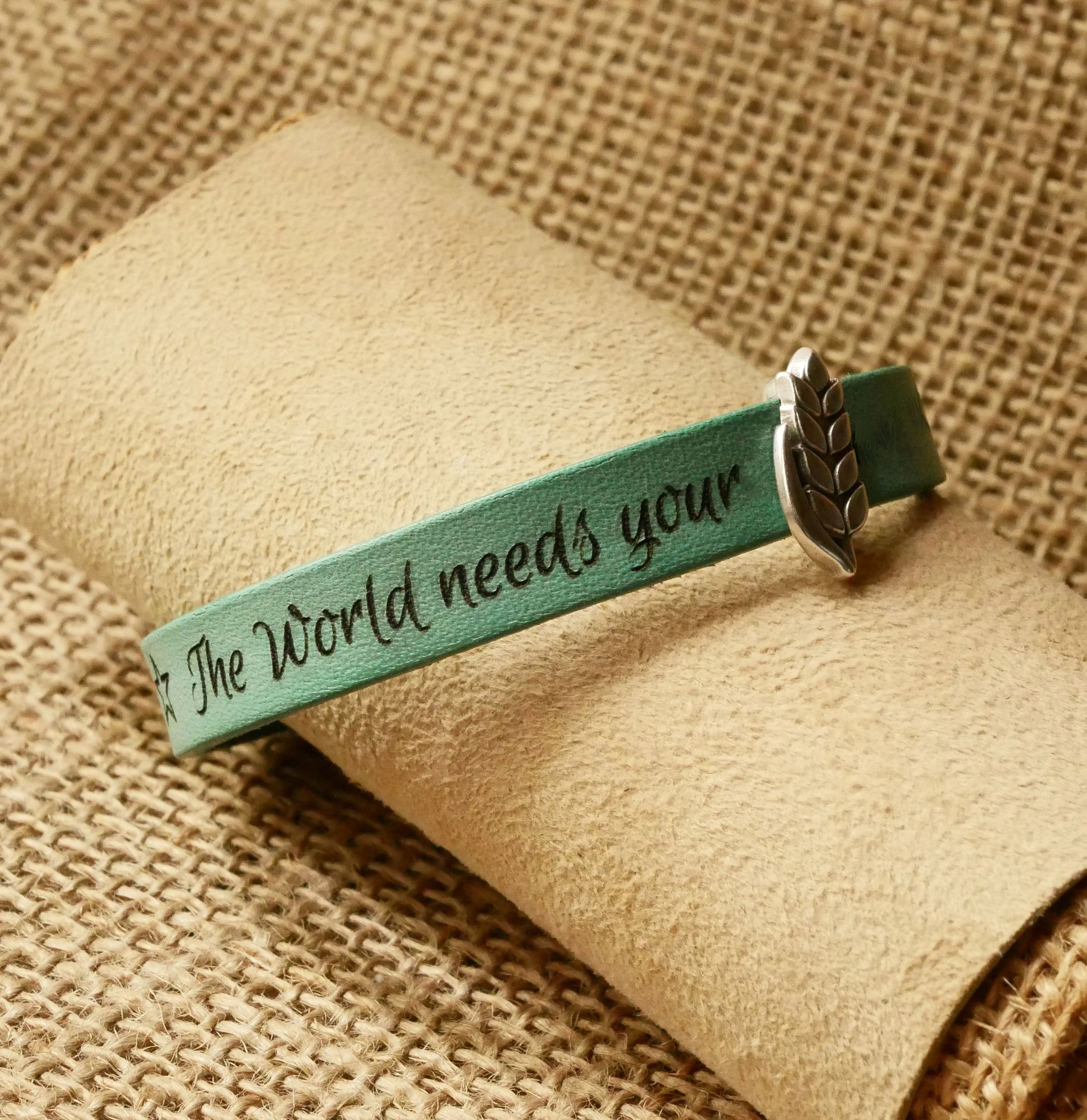 Lederarmband und Schlaufe Weizenähre anpassbar, Weizenhochzeit Mann und Frau