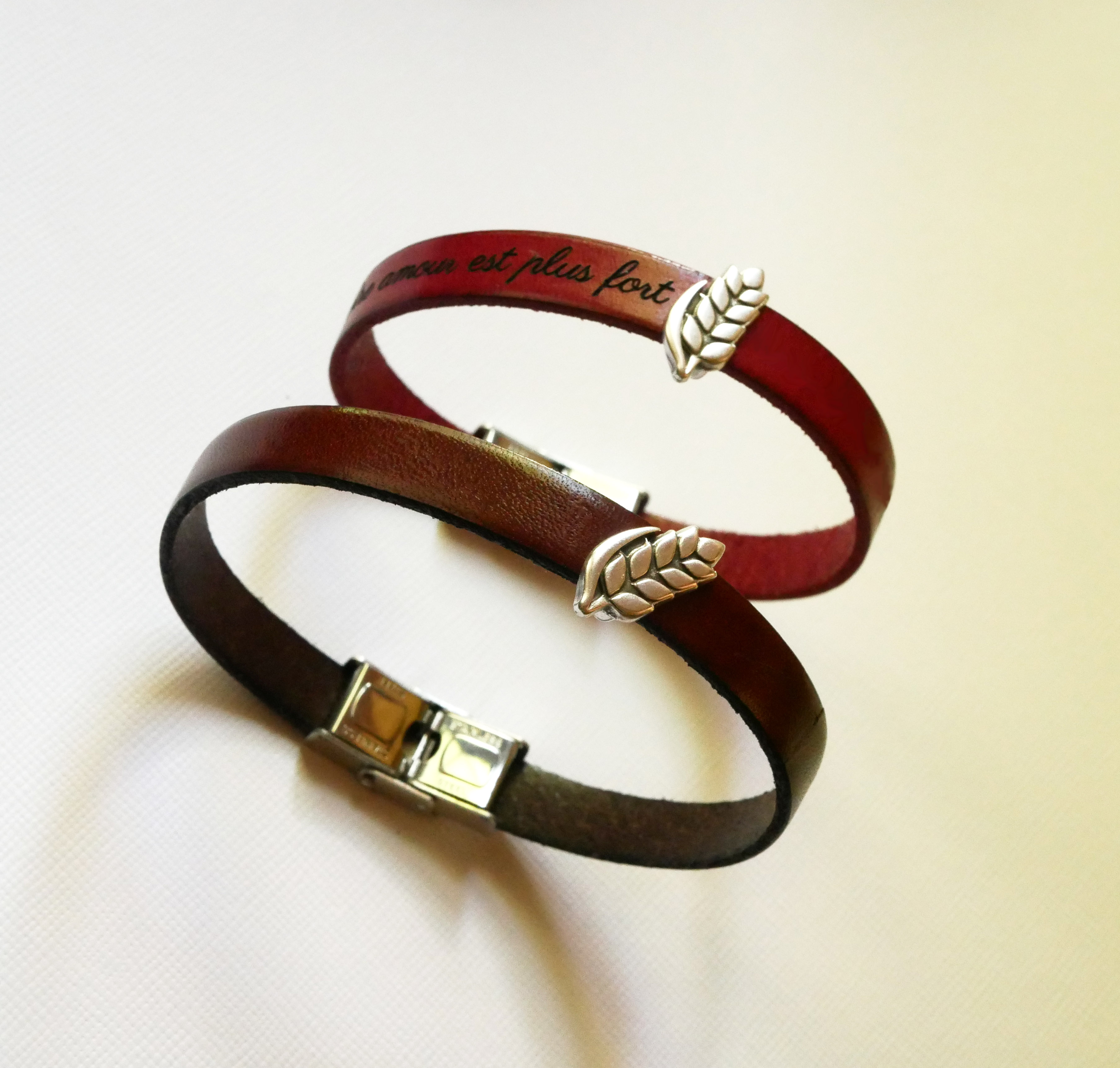 Lederarmband und Schlaufe Weizenähre anpassbar, Weizenhochzeit Mann und Frau