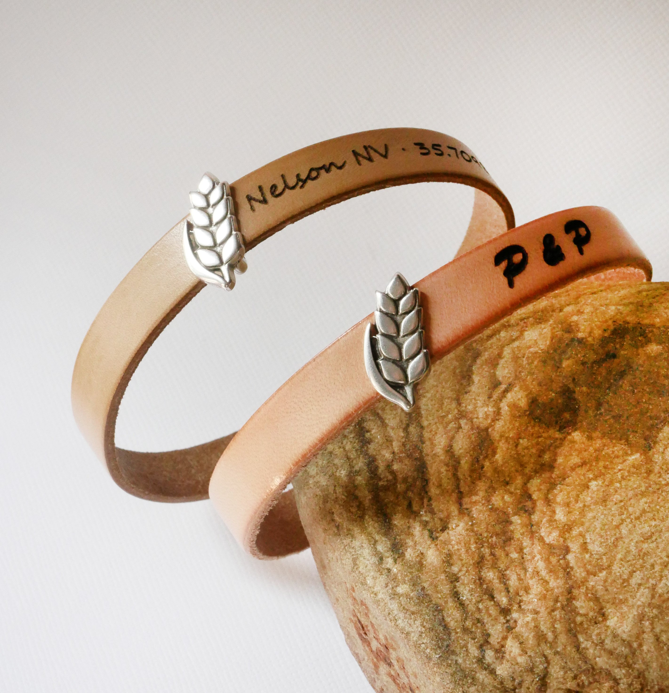 Lederarmband und Schlaufe Weizen&auml;hre anpassbar, Weizenhochzeit Mann und Frau