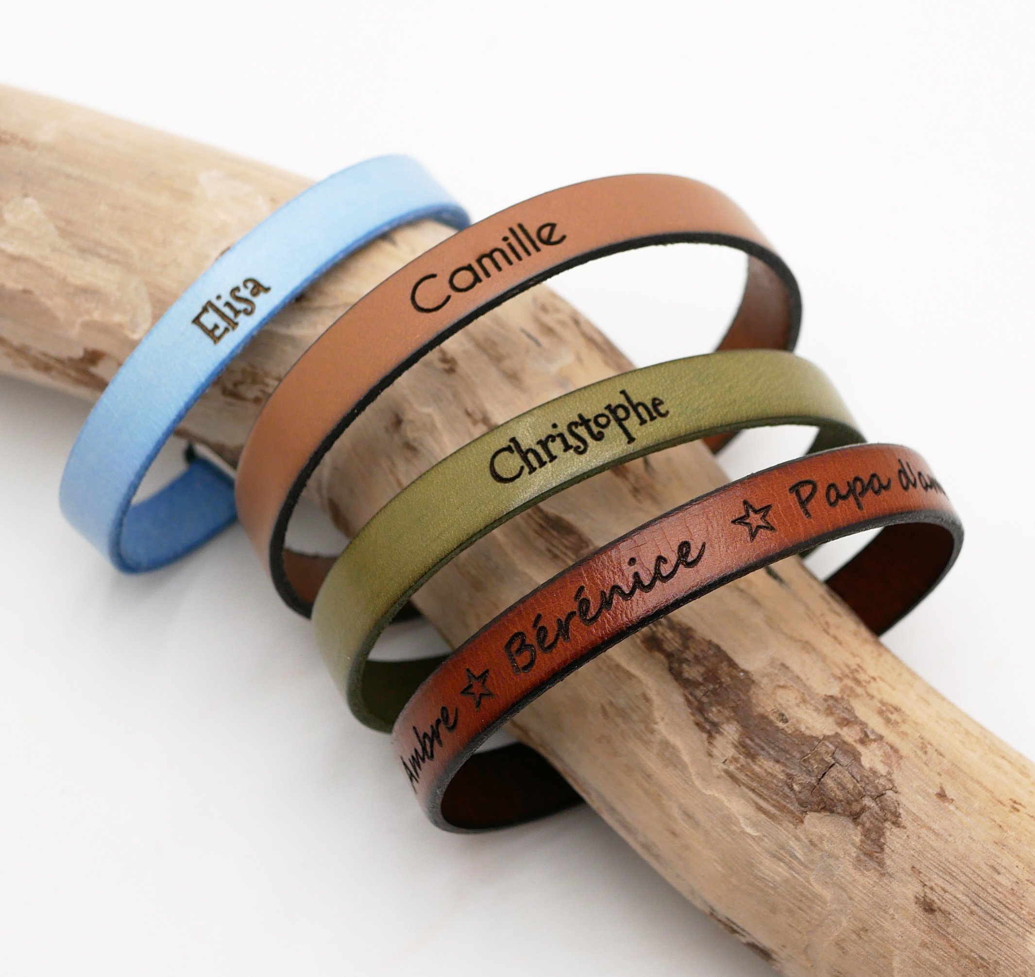 Personalisierte Lederarmband Mann oder Frau graviert Vornamen oder Nachricht