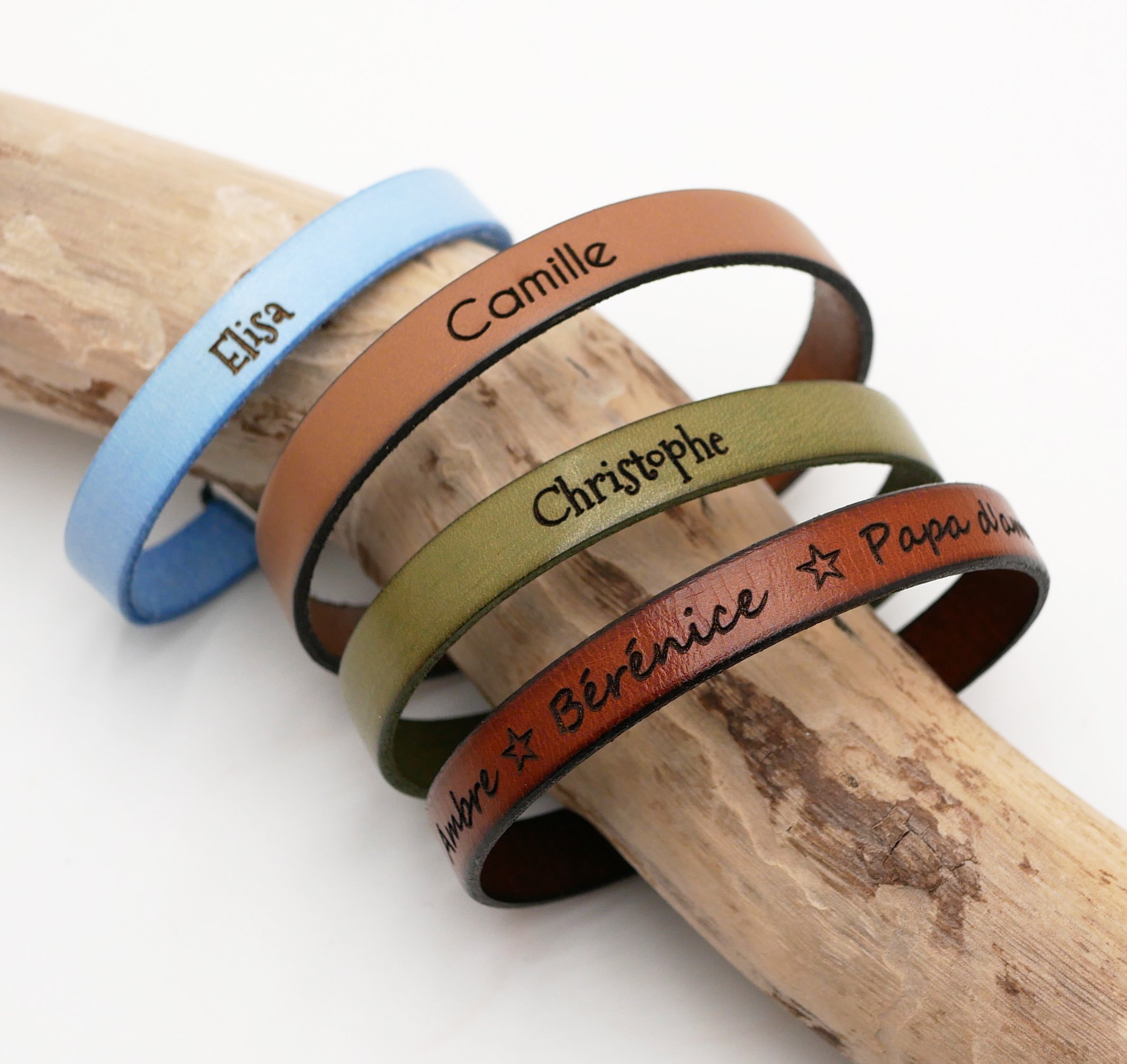 Personalisierte Lederarmband Mann oder Frau graviert Vornamen oder Nachricht