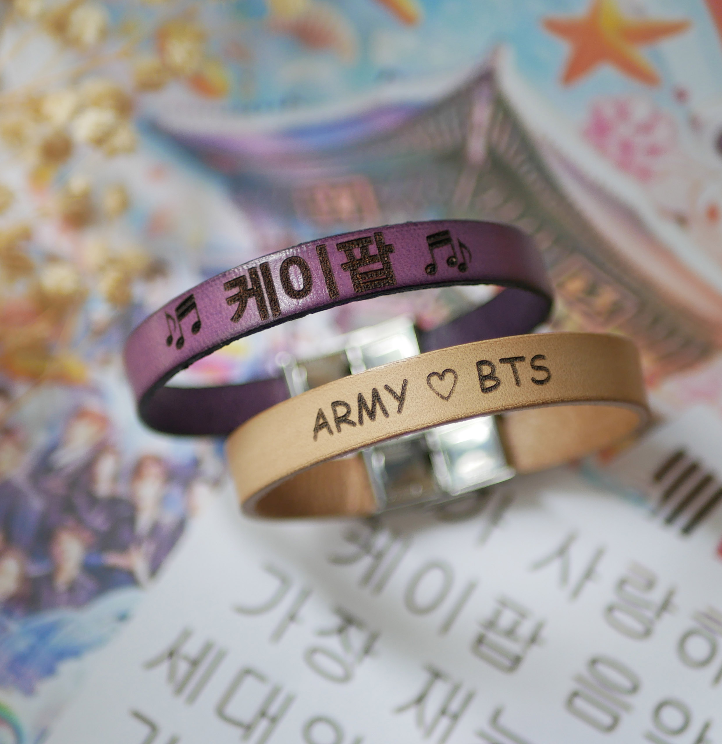 Lederarmband personalisierten Vornamen in koreanischen kpop fan 