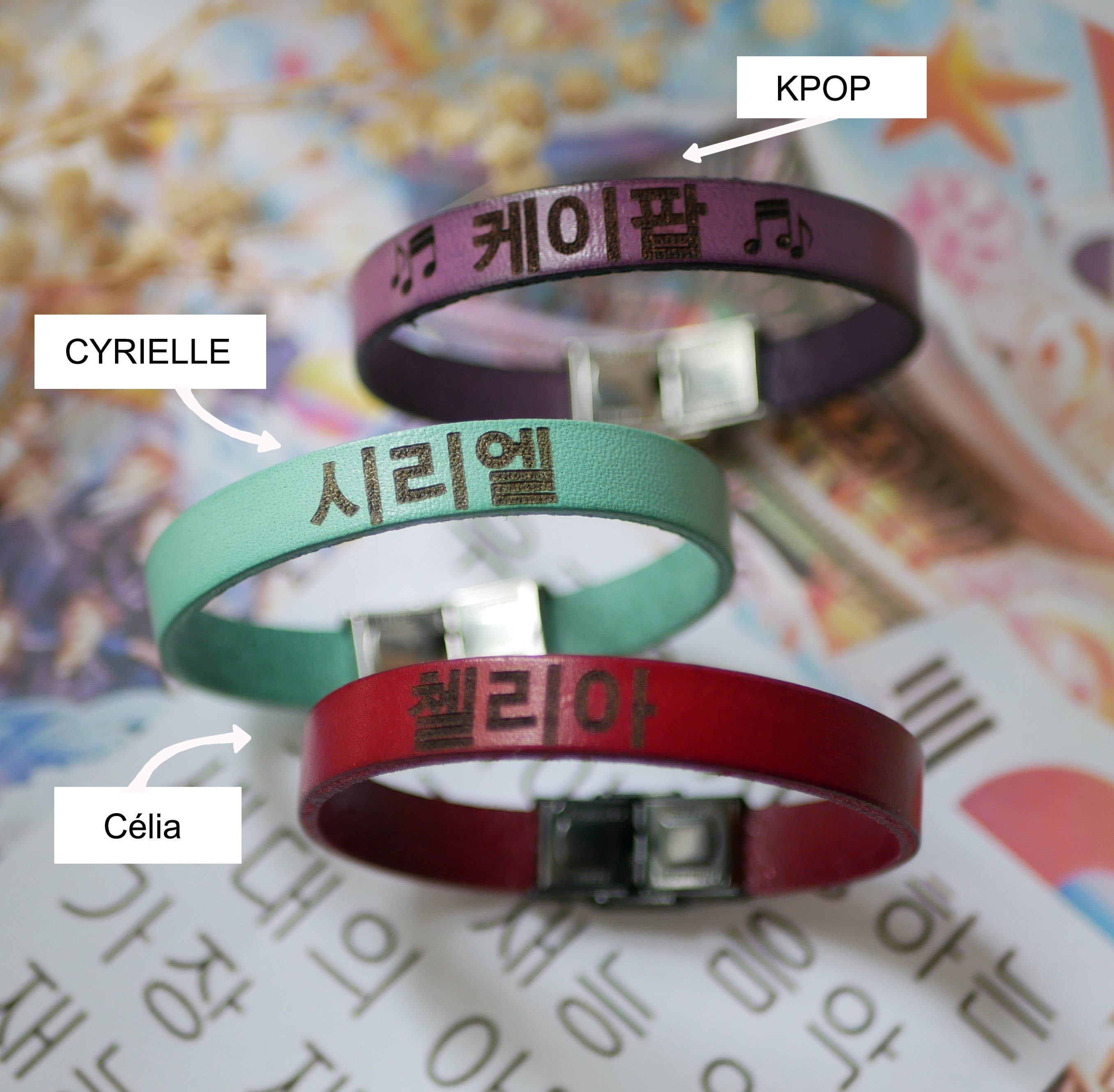 Lederarmband personalisierten Vornamen in koreanischen kpop fan 