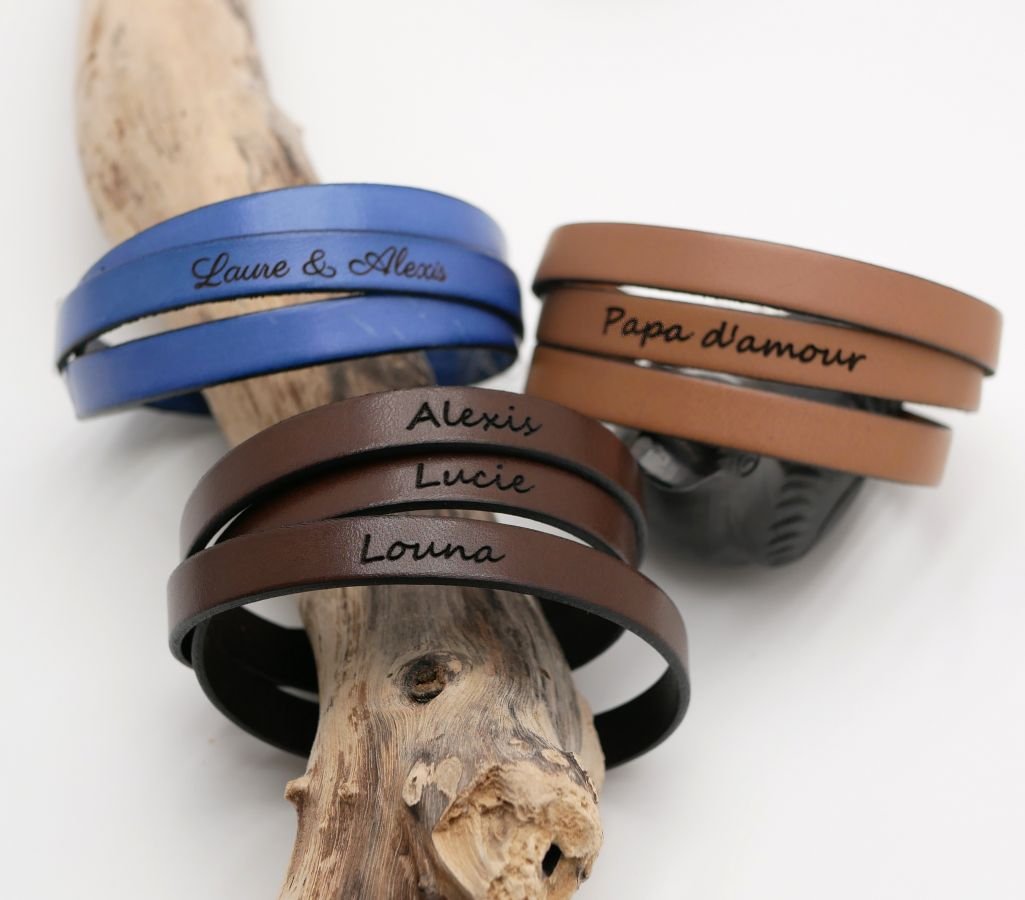 Lederarmband triple tours Mann oder Frau zu personalisieren verstellbarem Verschluss