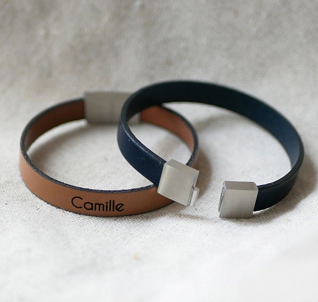 Lederarmband zum Selbstgestalten durch Gravur elegante Magnetschlie&szlig;e