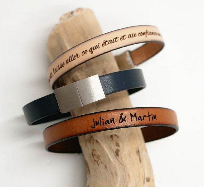 Lederarmband zum Selbstgestalten durch Gravur elegante Magnetschlie&szlig;e