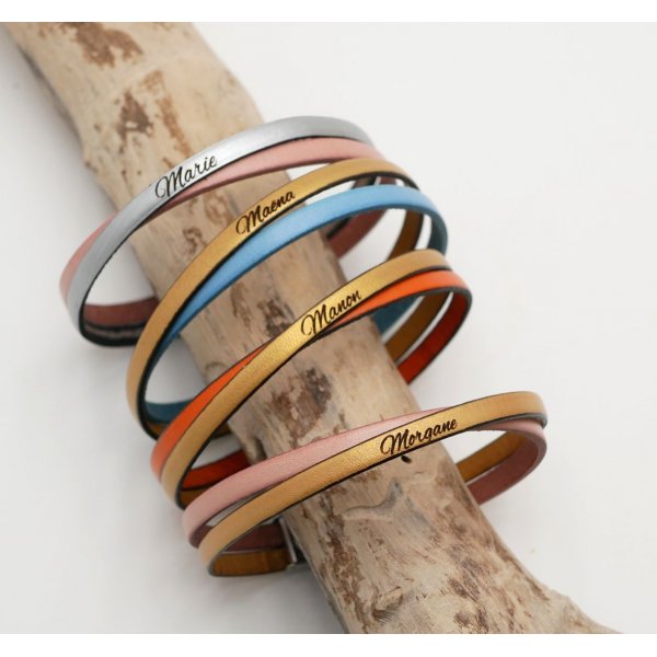 Duo-Armband aus gekreuztem Leder Twist anpassbare gemischte Frau oder Mann