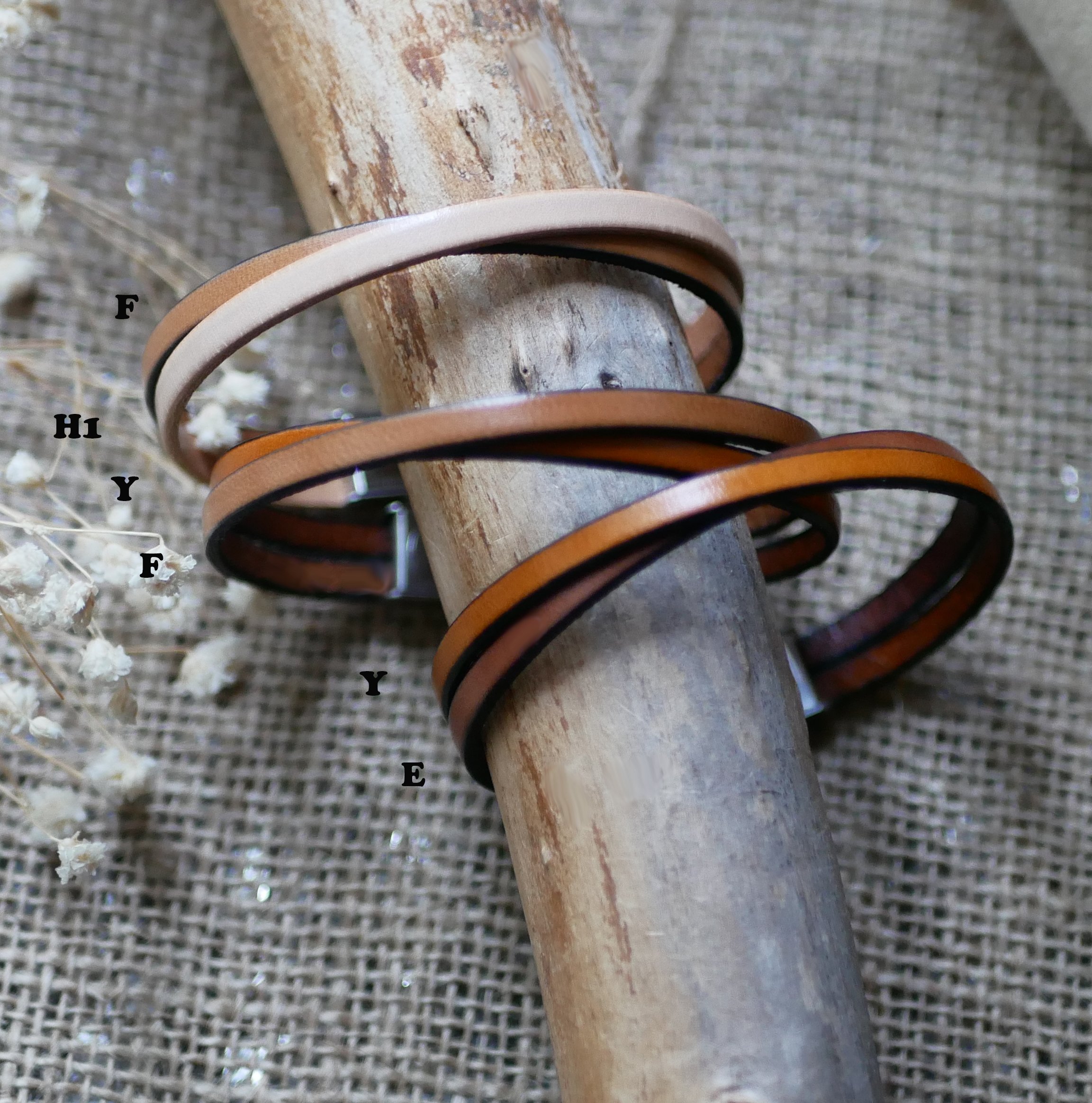 Duo-Armband aus gekreuztem Leder Twist anpassbare gemischte Frau oder Mann