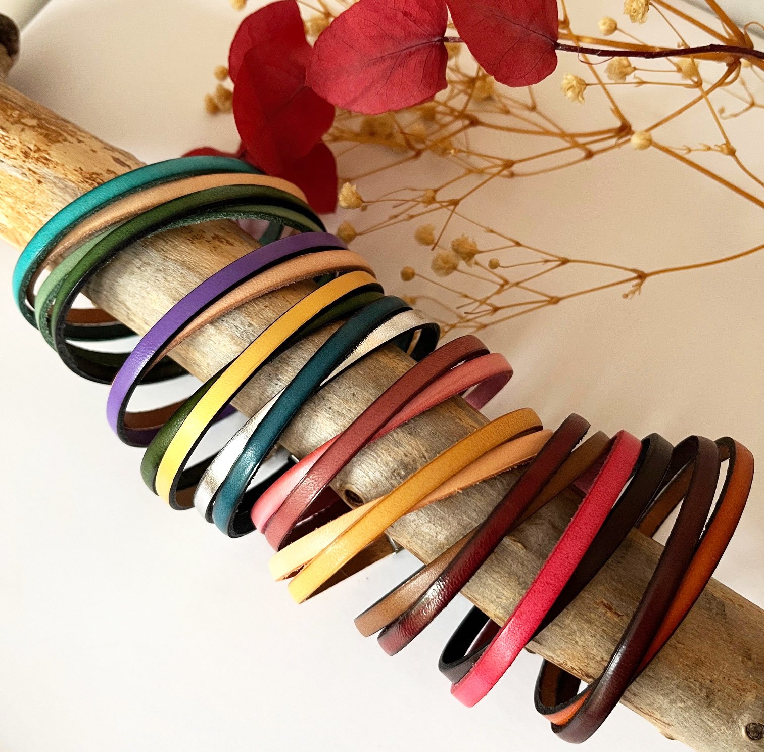 Duo-Armband aus gekreuztem Leder Twist anpassbare gemischte Frau oder Mann