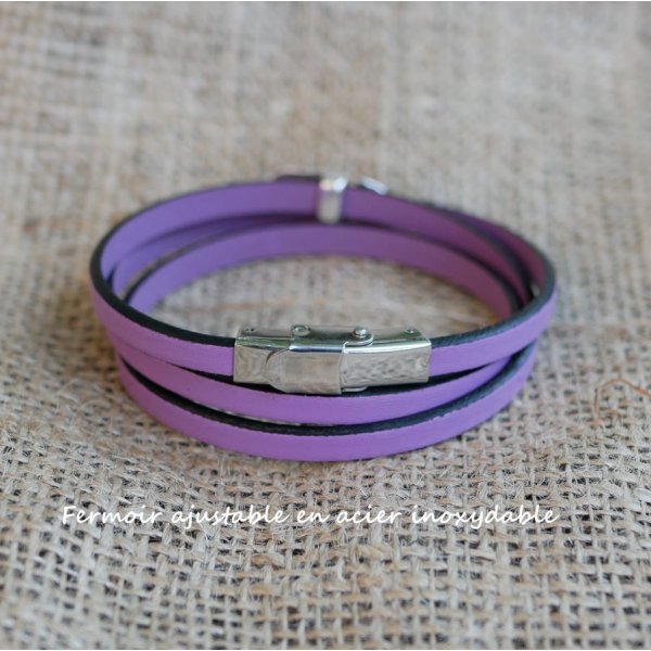 Damenarmband aus Leder, anpassbar, mit mehreren Runden, Herzdekor versilbert