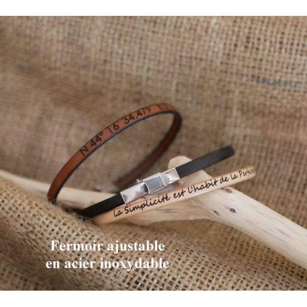 Damenarmband aus feinem Leder mit Impressionisten-Druck