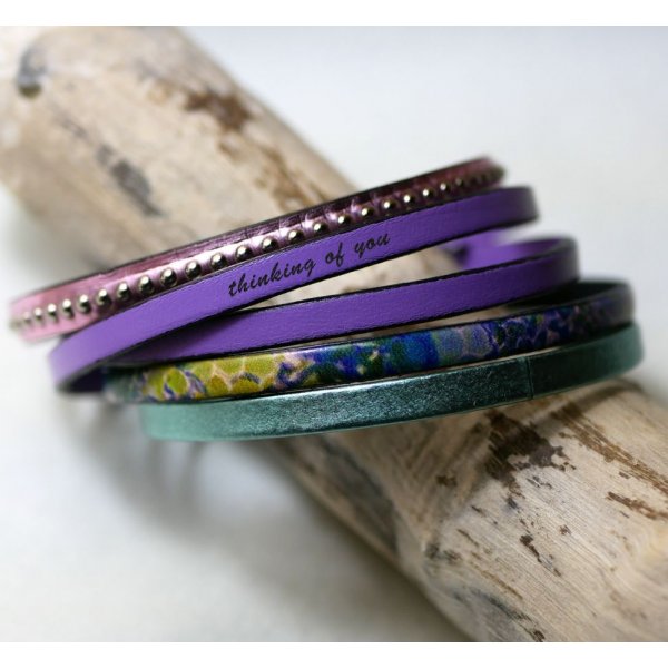 Damenarmband aus feinem Leder mit Impressionisten-Druck