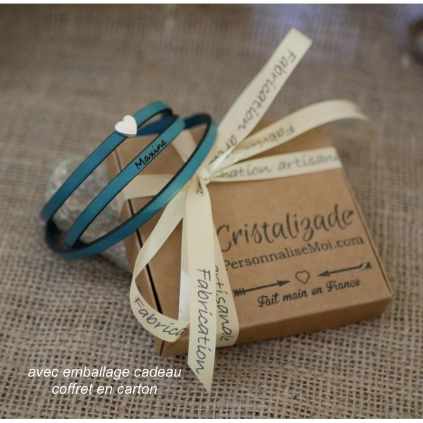 Damenarmband aus Leder, anpassbar, mit mehreren Runden, Herzdekor versilbert