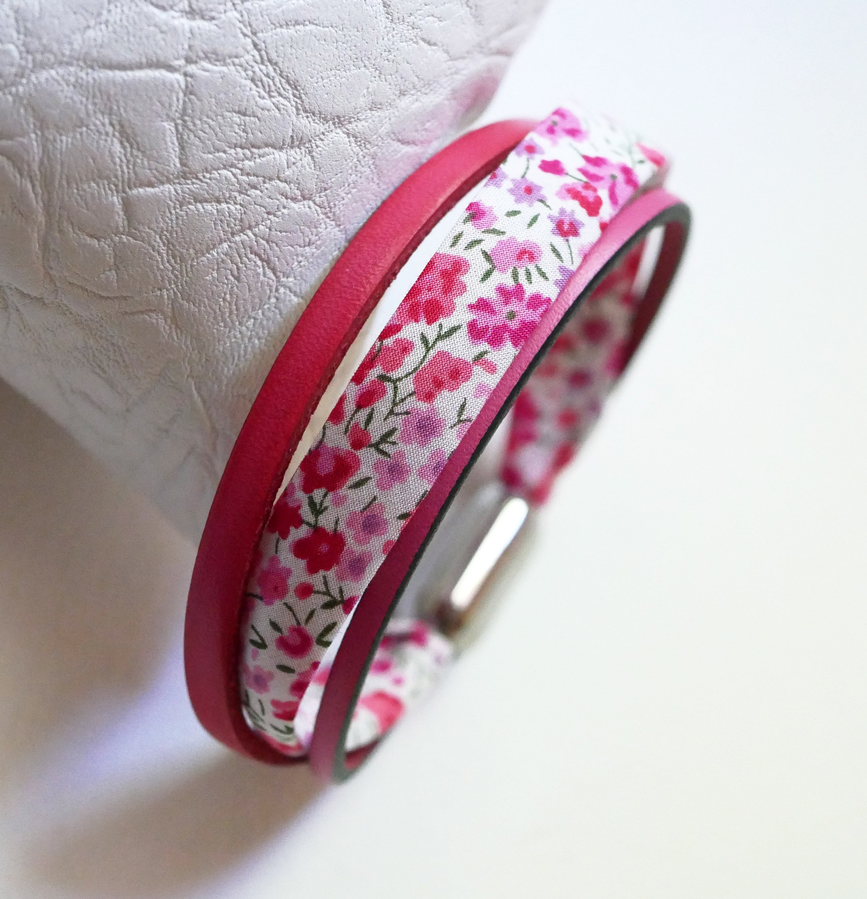 Damenarmband Trio Leder &amp; Liberty Blumen rosa 