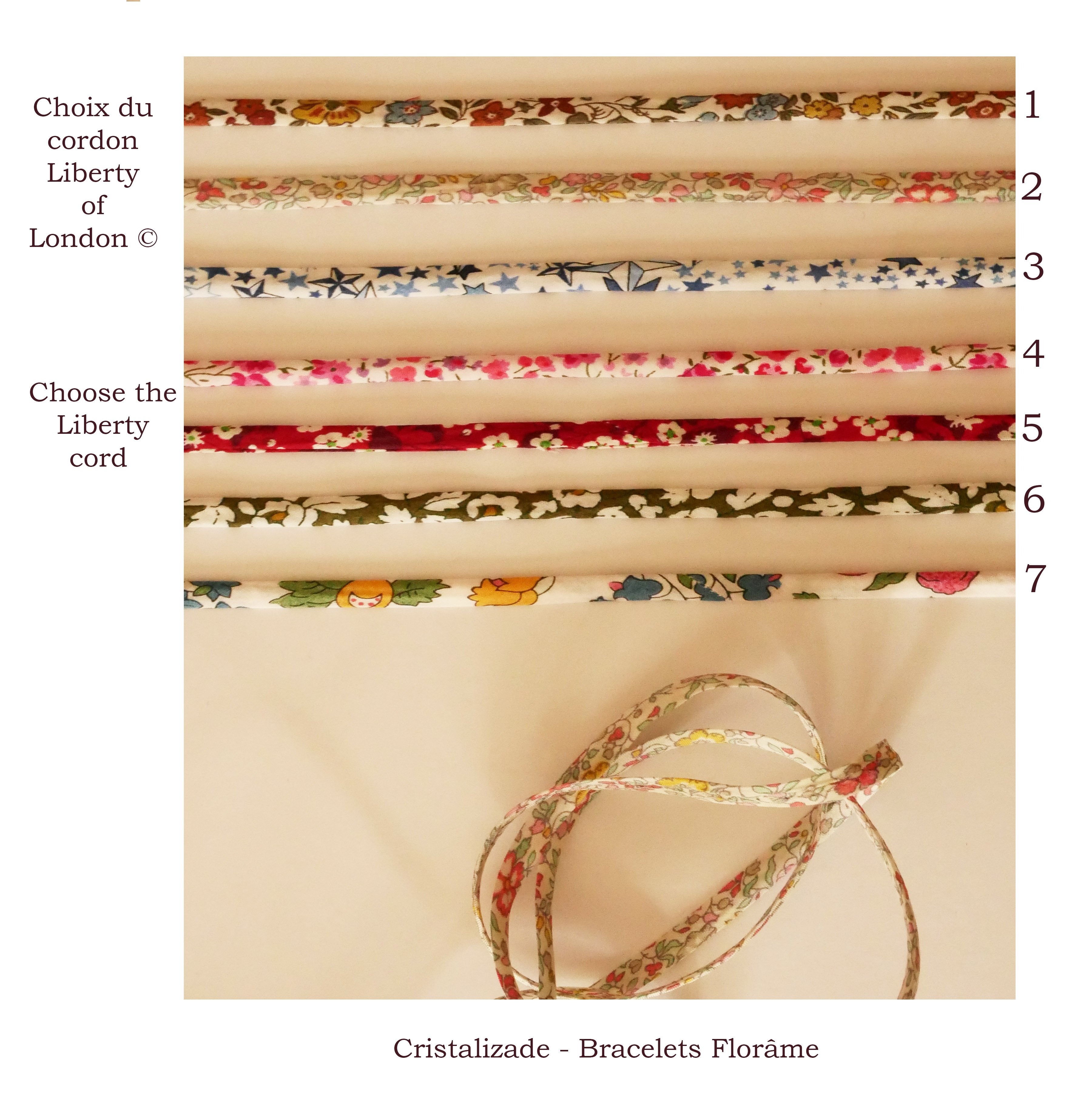 Florâme Armband zum Selbstgestalten Liberty Cord und Lederfarbe