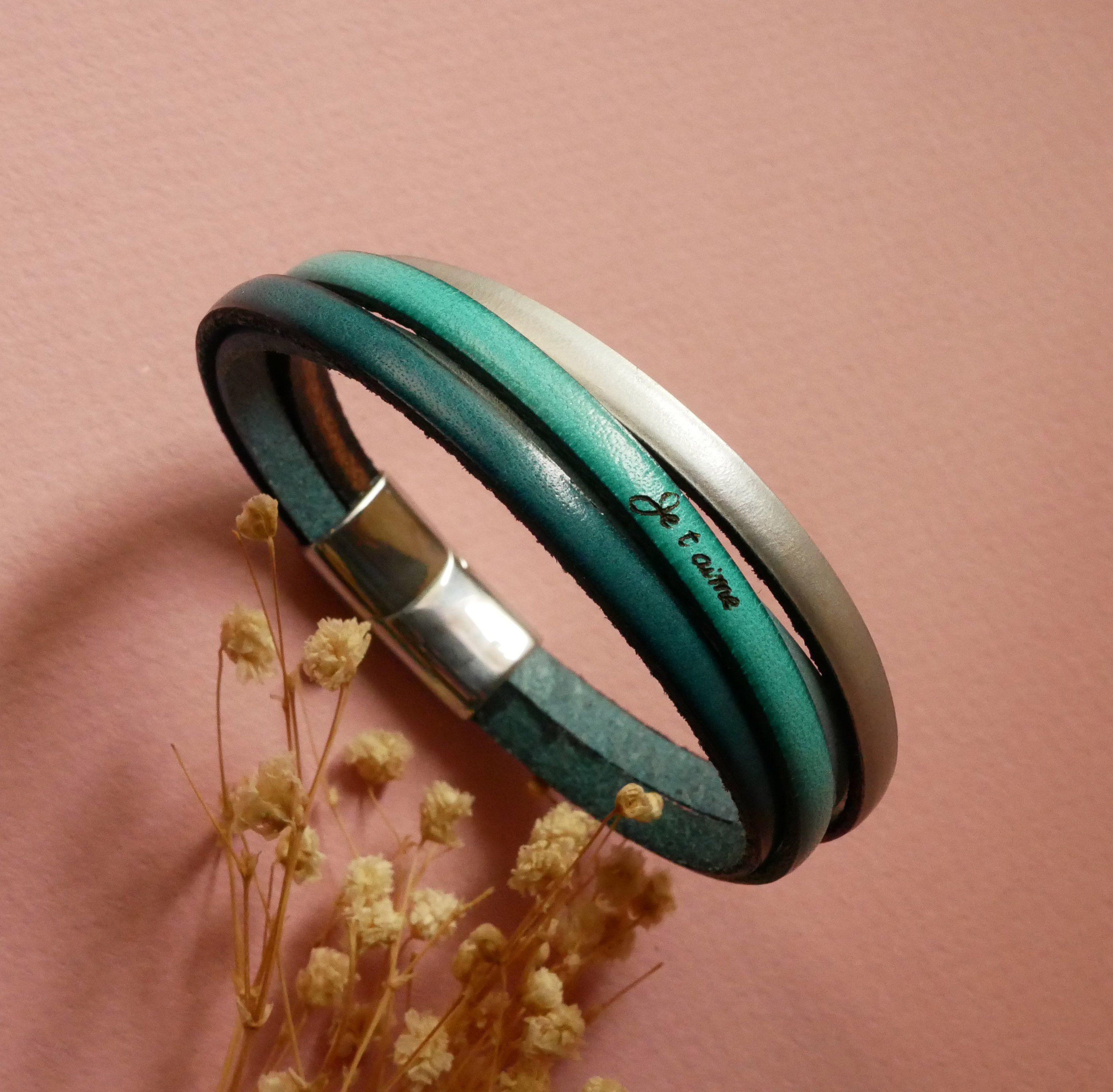 Manschettenarmband mit 4 Lederarten zur Auswahl