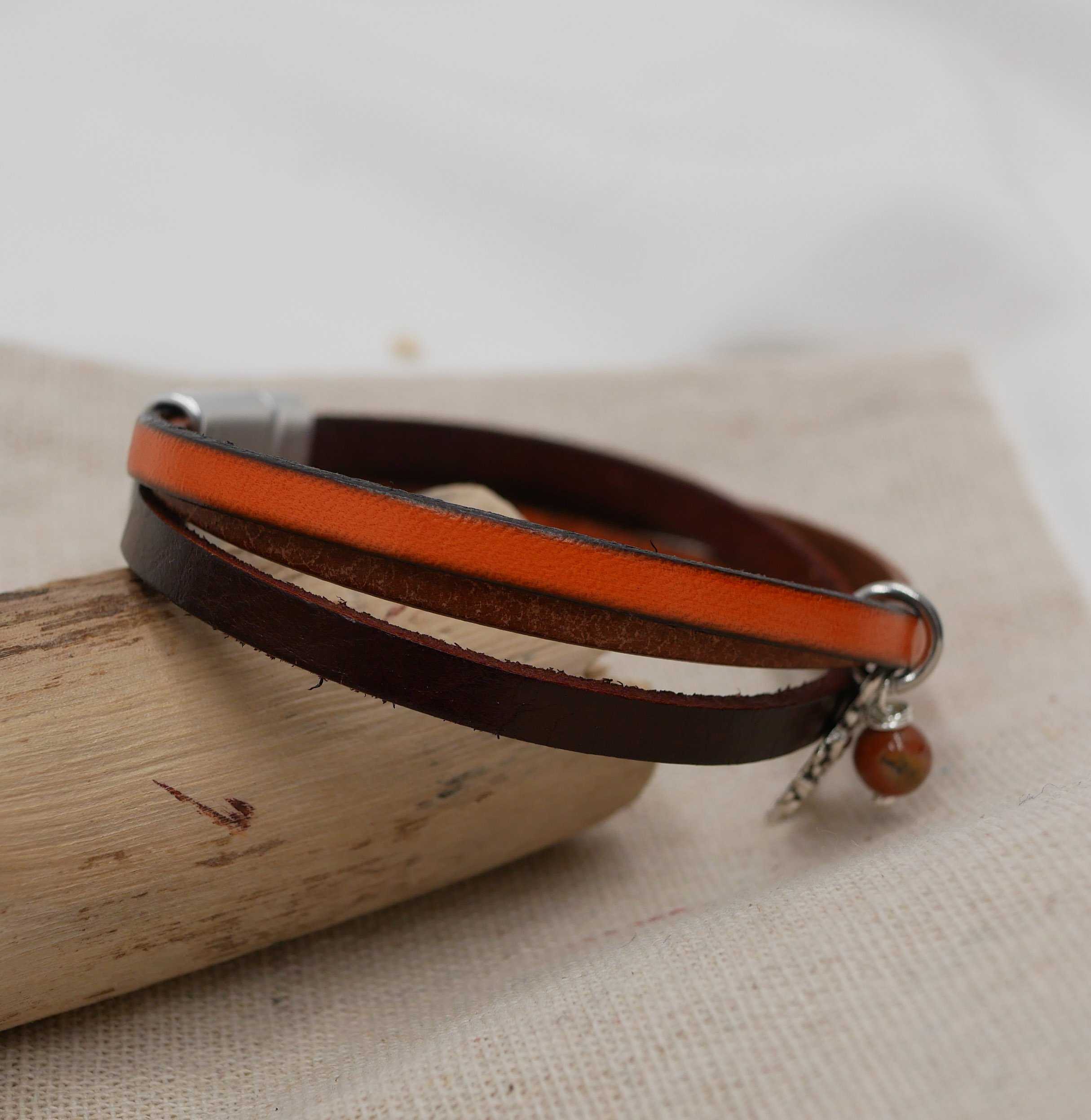 Armband Manschette Frau Multi Leder Herbst Anh&auml;nger nach Wahl