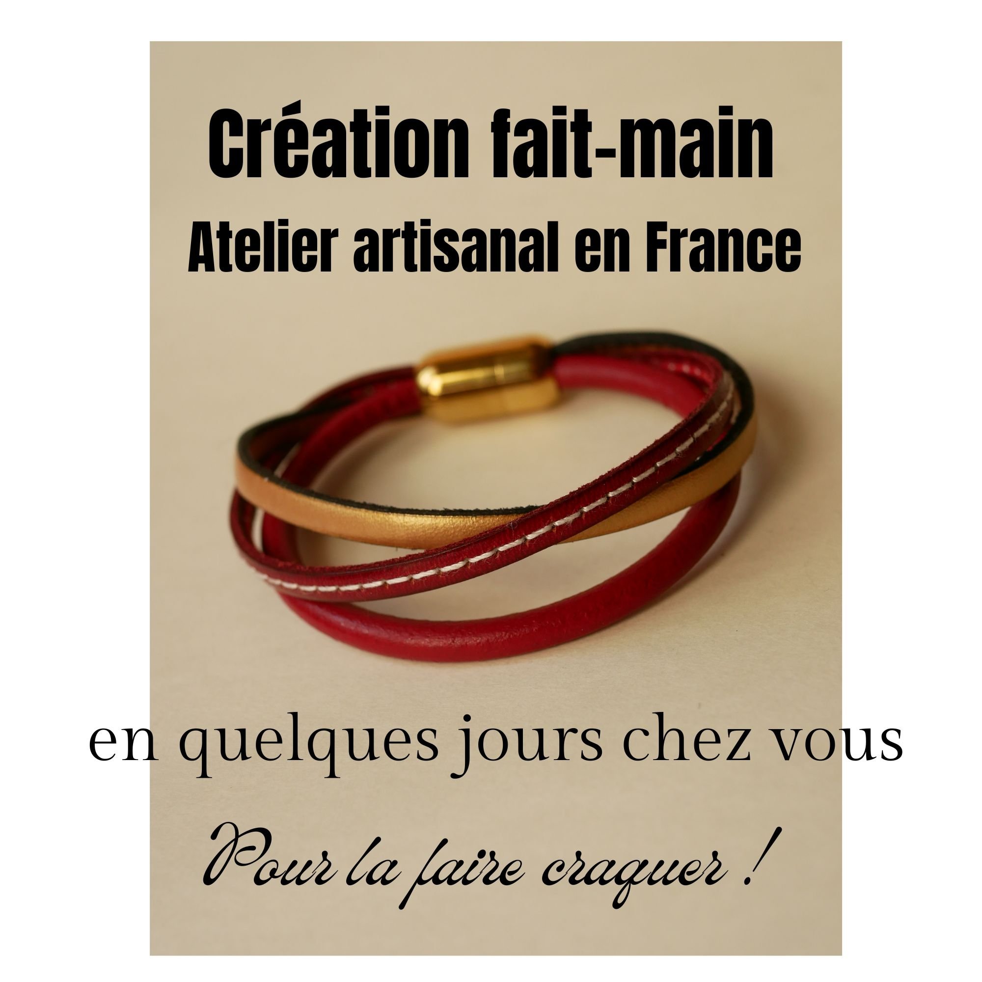 Manschettenarmband f&uuml;r Frauen aus rotem und goldenem Leder