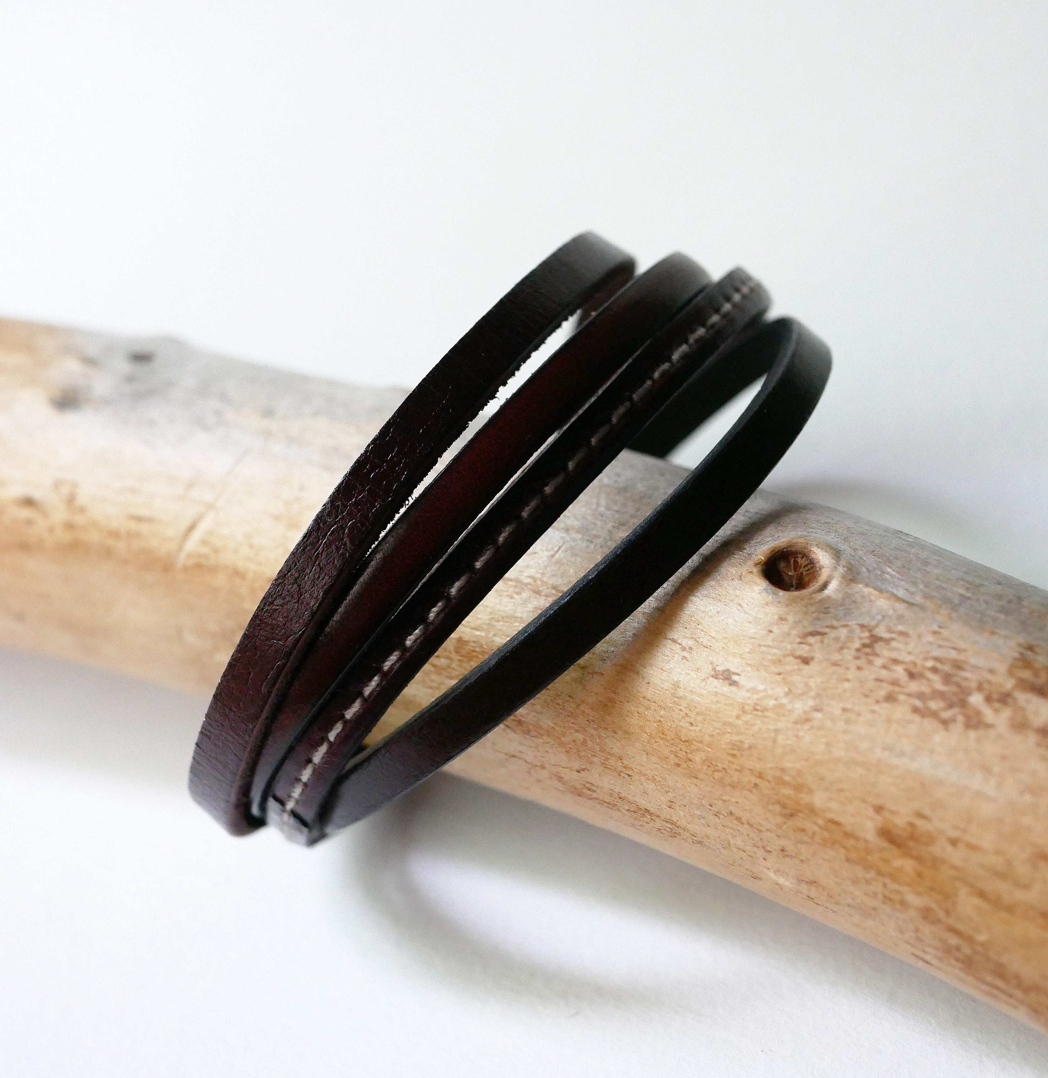 Manschettenarmband aus mehreren Ledern Braun f&uuml;r M&auml;nner