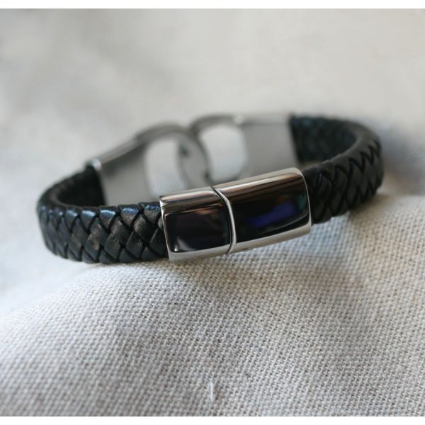 Handschellenarmband aus geflochtenem Leder Farbe und Gr&ouml;&szlig;e nach Wahl