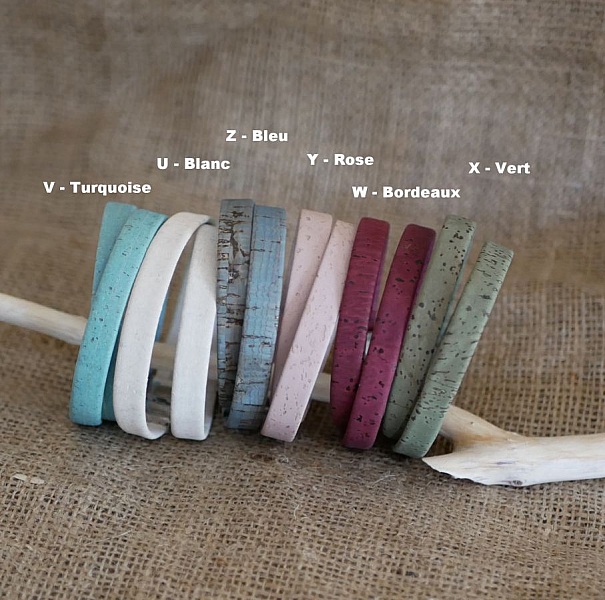 Bracelets montre deux tours en liège coloré ajustable.