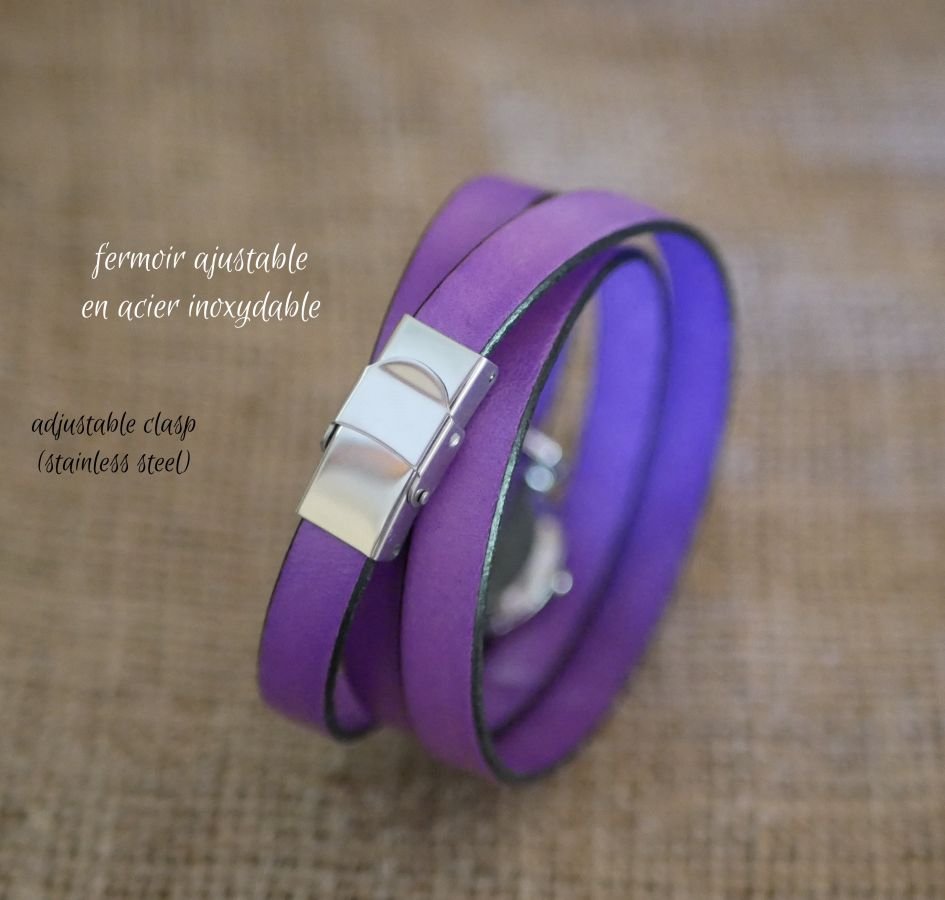 Lederarmbanduhr Lilac 2 oder 3 Runden mit Pompon