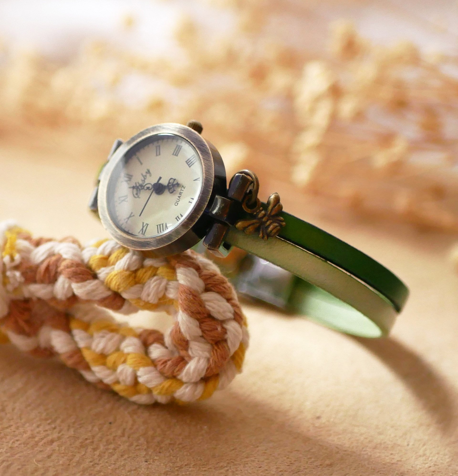 Armbanduhr Duo-Lederarmband Farbe nach Wahl und persönliche Gravur