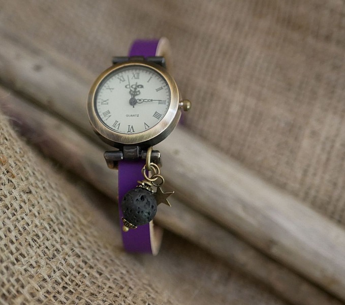 Uhr Lavastein Charm Diffusor mit Lederarmband zur Auswahl