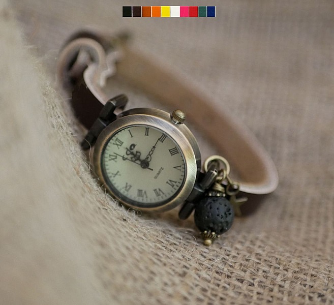 Uhr Lavastein Charm Diffusor mit Lederarmband zur Auswahl