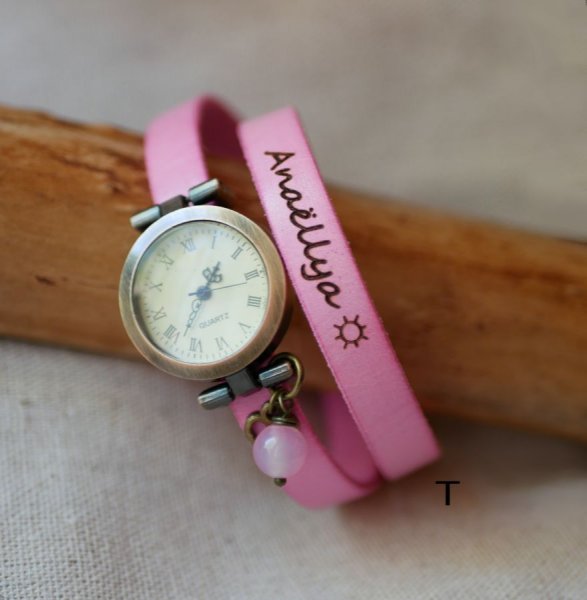 Uhr Bronze Lederarmband 2 Umdrehungen verstellbare Schlie&szlig;e