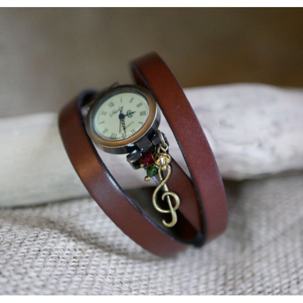 Uhr im Stil Rasta Reggaeb Lederarmband 2 oder 3 Umdrehungen verstellbare Schlie&szlig;e