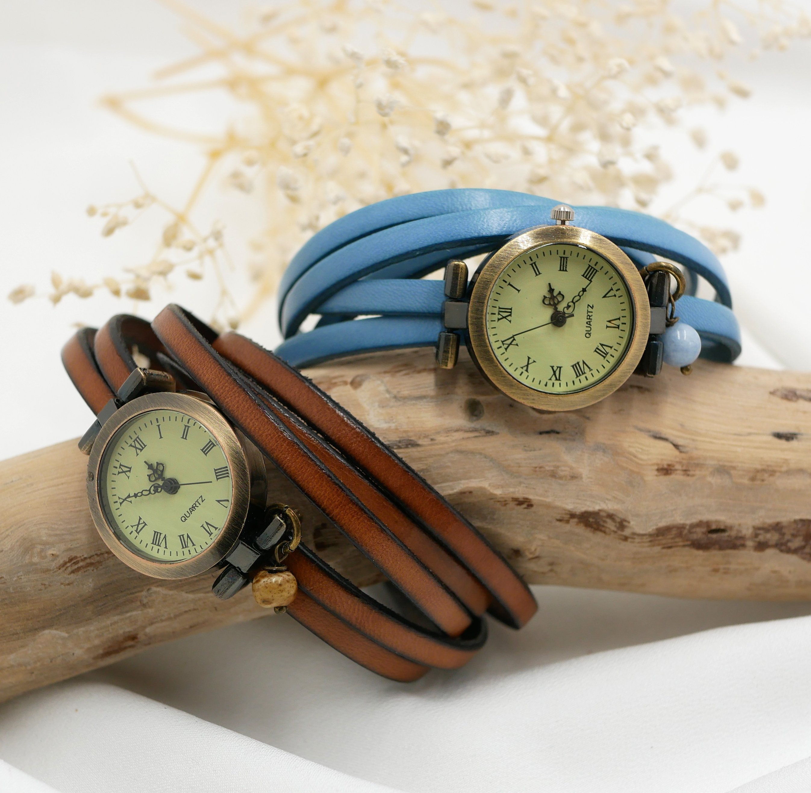 Vintage-Uhr Lederarmband mit mehreren Runden und verstellbarer Schlie&szlig;e