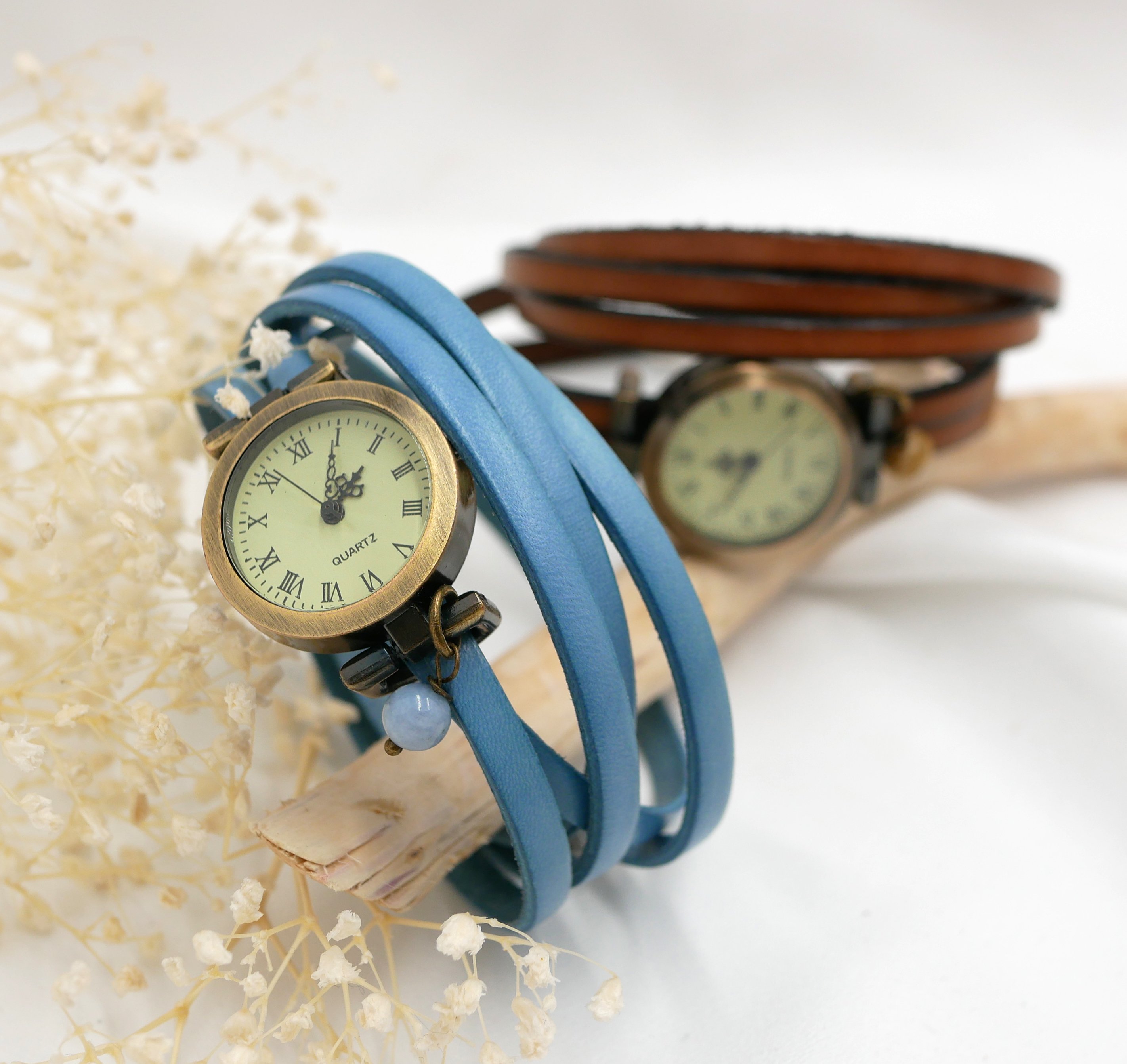 Vintage-Uhr Lederarmband mit mehreren Runden und verstellbarer Schließe