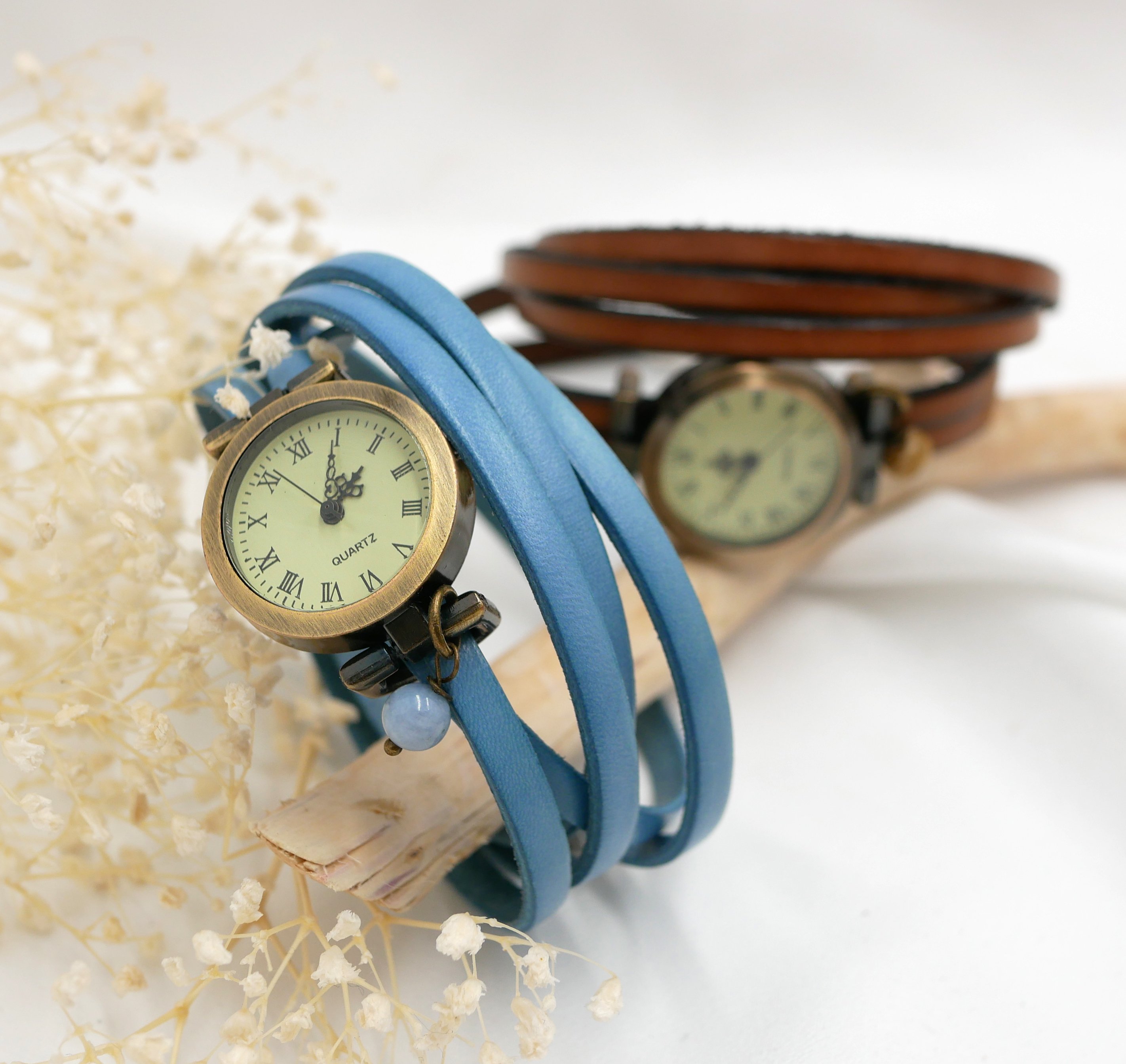 Vintage-Uhr Lederarmband mit mehreren Runden und verstellbarer Schlie&szlig;e