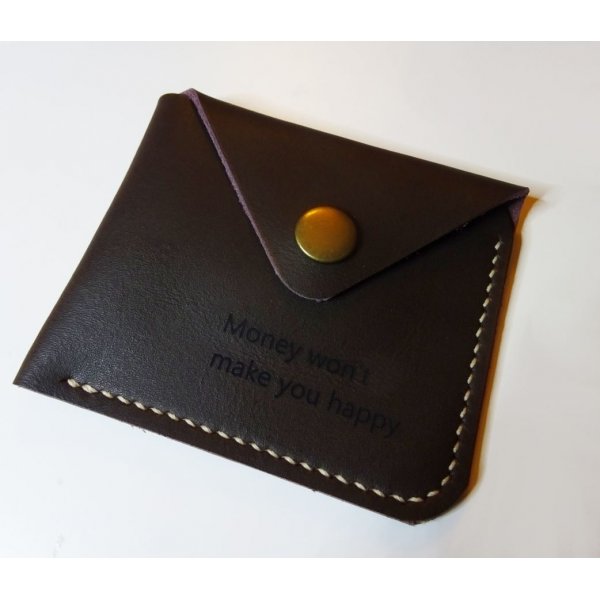 Ledermappe Caf&eacute; mit eingraviertem Knopf